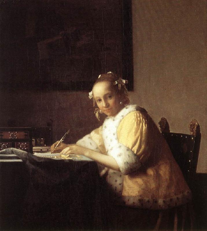 VERMEER VAN DELFT, Jan A Lady Writing a Letter qr oil painting image